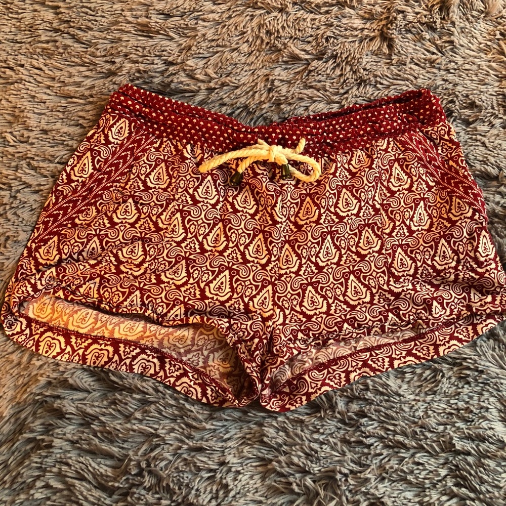 Red flowy shorts with pockets